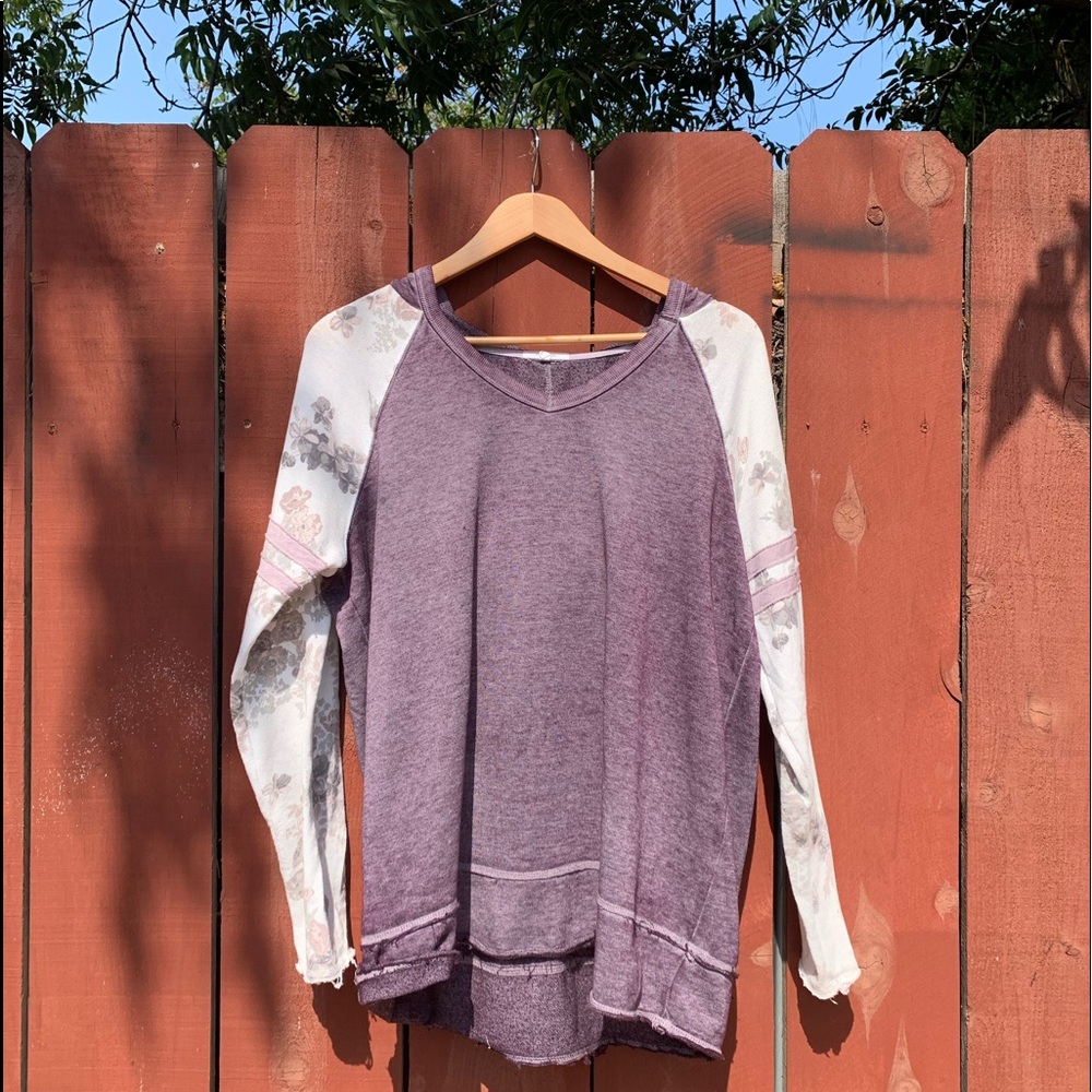 Faded, Flower Print Hoodie.